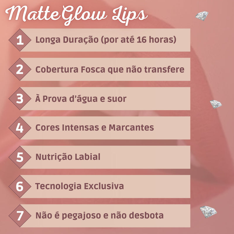 MatteGlow Lips - Kit Gloss Efeito Matte de Longa Duração