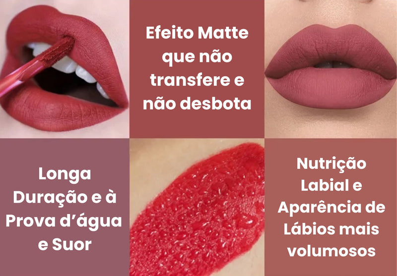 MatteGlow Lips - Kit Gloss Efeito Matte de Longa Duração