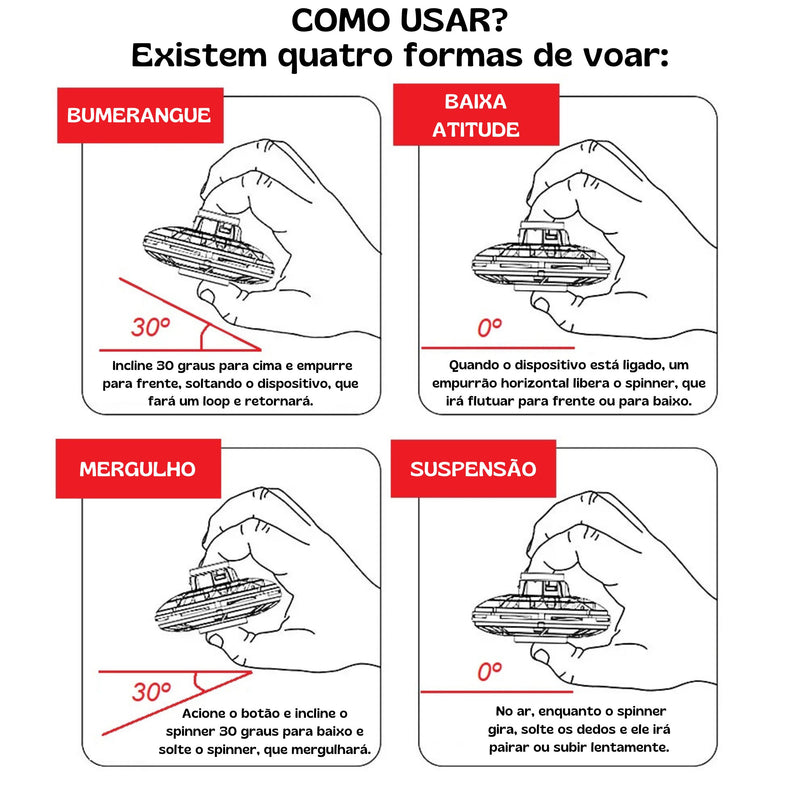 FlashFly Spin - Spinner Eletrônico Planador - Mini UFO